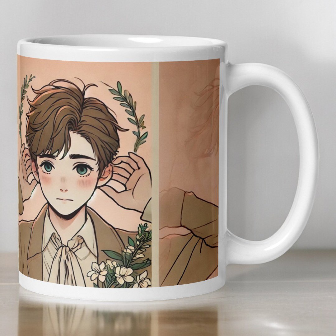 BetterGiftFlowers "Sorry Mug Featuring Boy" - Side view with artistic boy design and apology message.