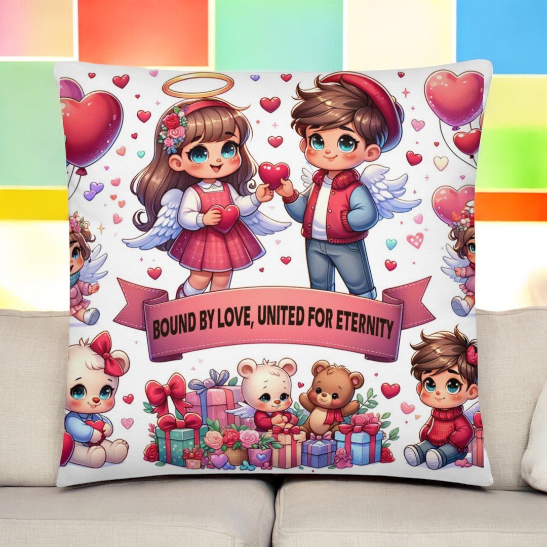 BetterGiftFlowers Bound By Love Cushion featuring angelic kids and bears.