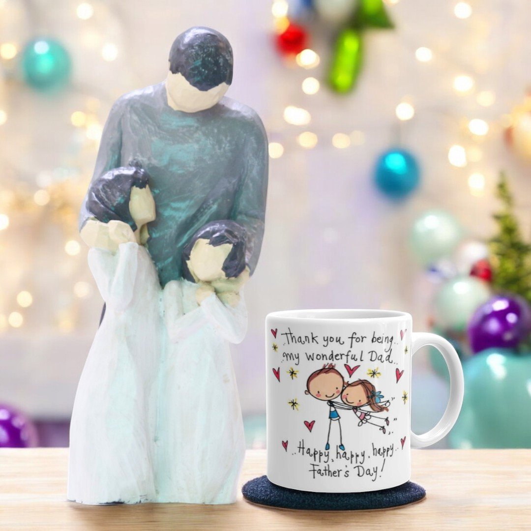 BetterGiftFlowers Happy Father's Day Gift Combo with father-child showpiece and heartfelt mug.