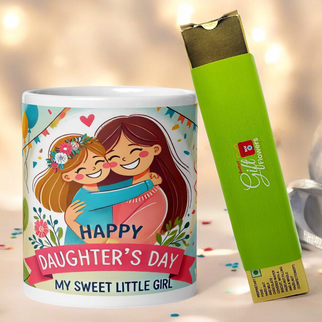 BetterGiftFlowers Happy Daughter's Day Mug with chocolate gift combo for daughters.