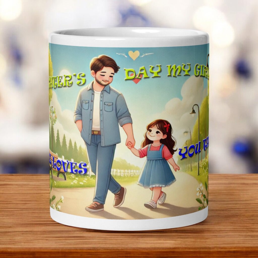 BetterGiftFlowers Happy Daughter's Day My Girl Mug showing a father holding his daughter's hand.