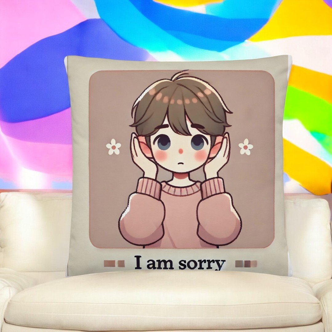 I Am Sorry Cushion by BetterGiftFlowers, cute cushion design for apologizing