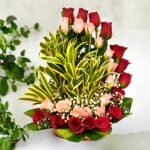 Elegant red and pink rose arrangement by BetterGiftFlowers – perfect for gifting.